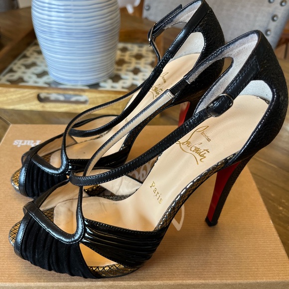 Christian Louboutin Black Strappy Heel DIVINOCHE - Picture 2 of 5